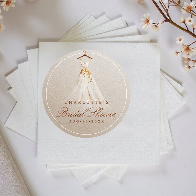 Servilleta De Papel Elegante Taupe Gown Call Bridal Shower Napkin (Bridal Shower Napkins)