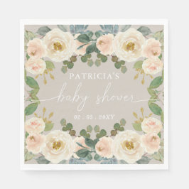 Servilleta De Papel Elegante Taupe Peach Floral Baby Shower