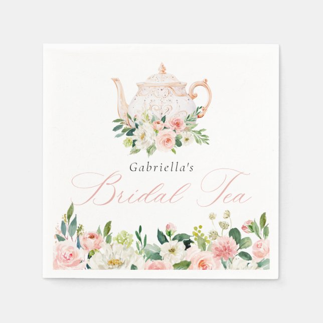 Servilleta De Papel Elegante Té Nupcial de Blush Nupcial (Anverso)