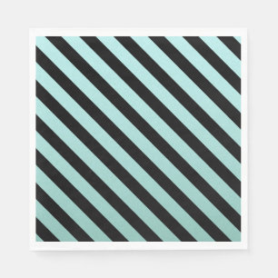 Servilleta De Papel Elegante Teal Y Negro Rayado