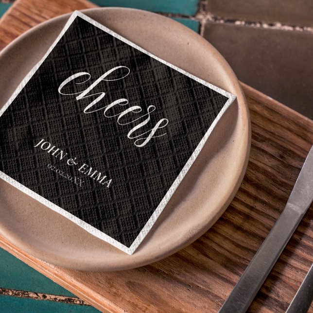 Servilleta De Papel Elegante tema Boda blanco y negro (Even your napkins can match your wedding theme)