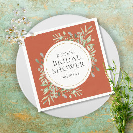 Servilleta De Papel Elegante Terracota Gold Greenery Shower