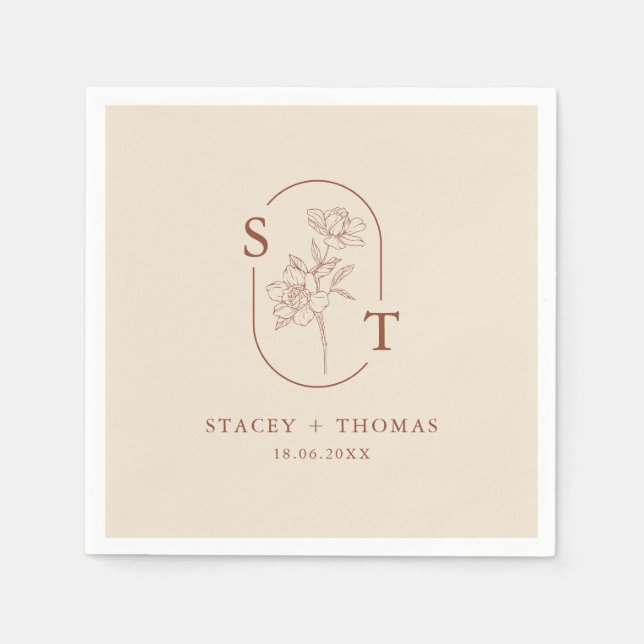 Servilleta De Papel Elegante Terracota Whimsical Boda (Anverso)