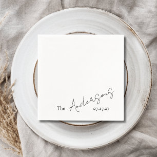 Servilleta De Papel Elegante texto personalizado en letra cursiva para
