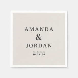 Servilleta De Papel Elegante Tipografía Beige