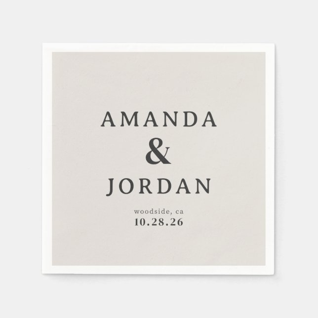 Servilleta De Papel Elegante Tipografía Beige (Anverso)