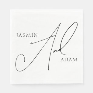 Servilleta De Papel Elegante tipografía de escritura en blanco y negro