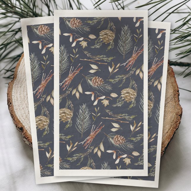 Servilleta De Papel Elegante toalla de invierno con pinecones (Subido por el creador)