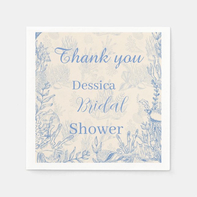 Servilleta De Papel Elegante toile azul oceano Favor Bags (Anverso)