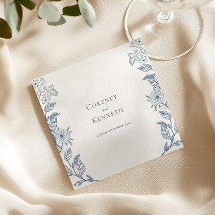 Servilleta De Papel Elegante Toile Boda Polvo Azul Boceto Francés