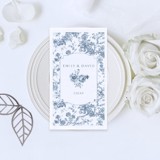 Servilleta De Papel Elegante toile floral azul francés grabado