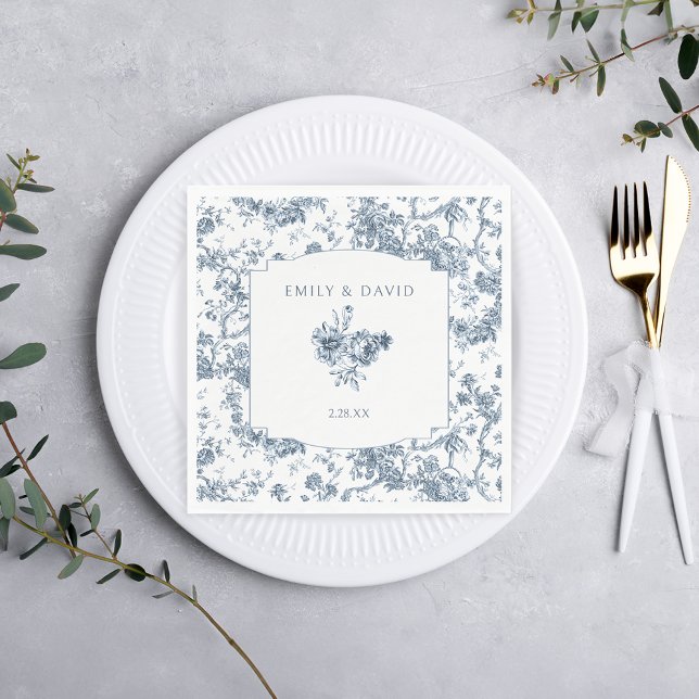 Servilleta De Papel Elegante toile floral azul francés grabado (Subido por el creador)