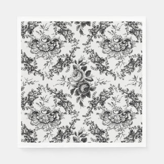 Servilleta De Papel Elegante toile floral negro francés grabado