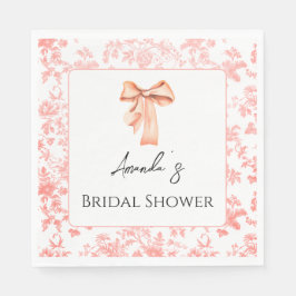 Servilleta De Papel Elegante Toile Rosa Floral Bridal Ducha Brunch