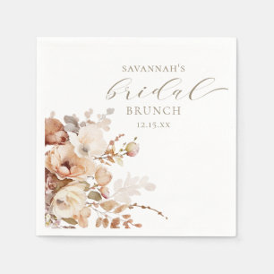 Servilleta De Papel Elegante Tono Neutro Rosa Floral Despedida de Solt