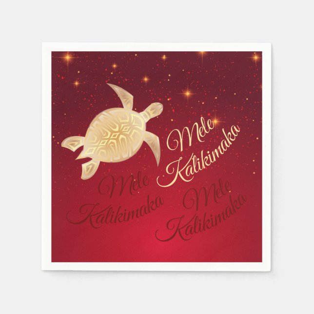 Servilleta De Papel Elegante tortuga de Navidades hawaianos (Anverso)