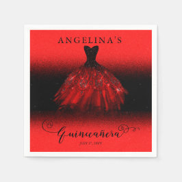 Servilleta De Papel Elegante traje rojo de rubí español Quinceañera
