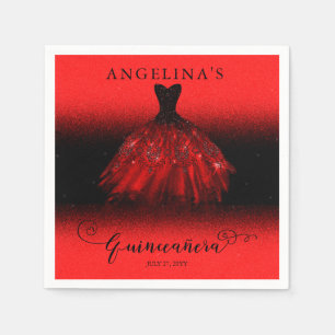 Servilleta De Papel Elegante traje rojo de rubí español Quinceañera