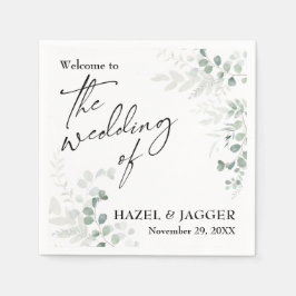 Servilleta De Papel Elegante vegetación bienvenida al Boda de