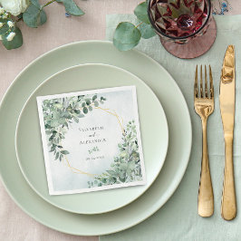 Servilleta De Papel Elegante vegetación Eucalyptus Boda Geométrica