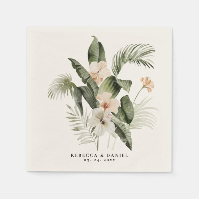 Servilleta De Papel Elegante vegetación floral de Boho (Anverso)