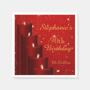 Servilleta De Papel Elegante Velas 90 de Cumpleaños Con Espuma