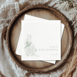 Servilleta De Papel Elegante verde Chinoiserie Naturaleza Aves Baby Sh