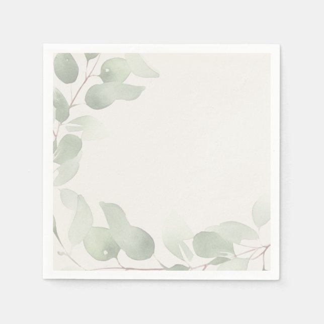 Servilleta De Papel Elegante Verde Eucalipto (Anverso)