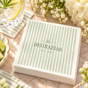 Servilleta De Papel Elegante Verde Menta Raya Chic Boda Costera
