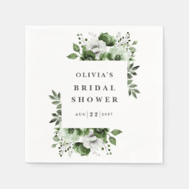 Servilleta De Papel Elegante Verde Oliva Floral Campestre Despedida de