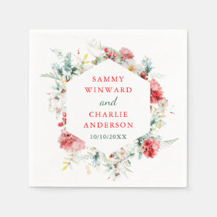 Servilleta De Papel Elegante Verdor Floral Boda de Invierno