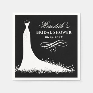 Servilleta De Papel Elegante vestido de novia blanco y negro para desp