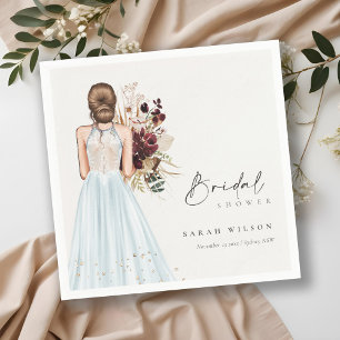 Servilleta De Papel Elegante vestido de novia boho aqua para ducha nup