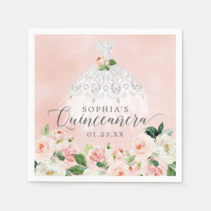 Servilleta De Papel Elegante Vestido Floral Quinceanera