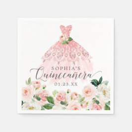 Servilleta De Papel Elegante Vestido Floral Quinceanera