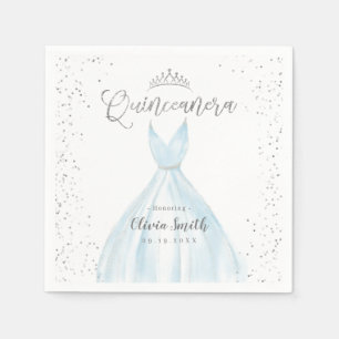 Servilleta De Papel Elegante vestido purpurina azul plateado quinceañe