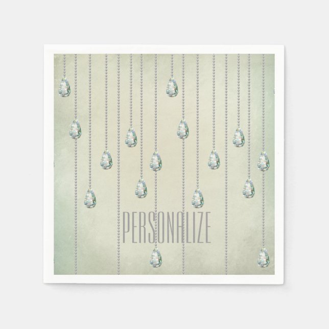 Servilleta De Papel Elegante victoriana de joyas verde azuladas de épo (Anverso)