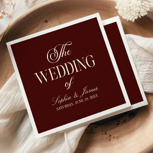 Servilleta De Papel Elegante Vintage Marfil Burgundy Oscuro Boda