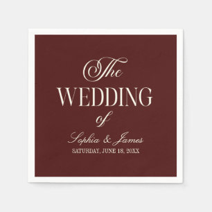 Servilleta De Papel Elegante Vintage Marfil Burgundy Oscuro Boda