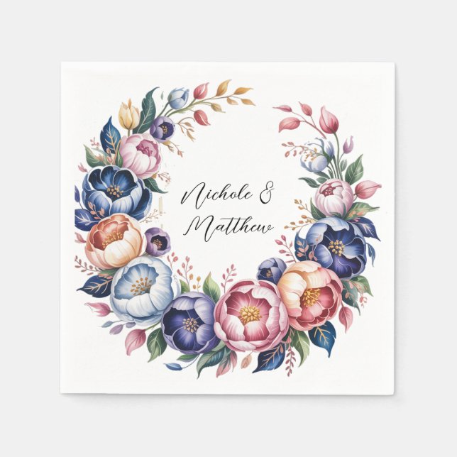 Servilleta De Papel Elegante Vocación Floral Para Boda (Anverso)