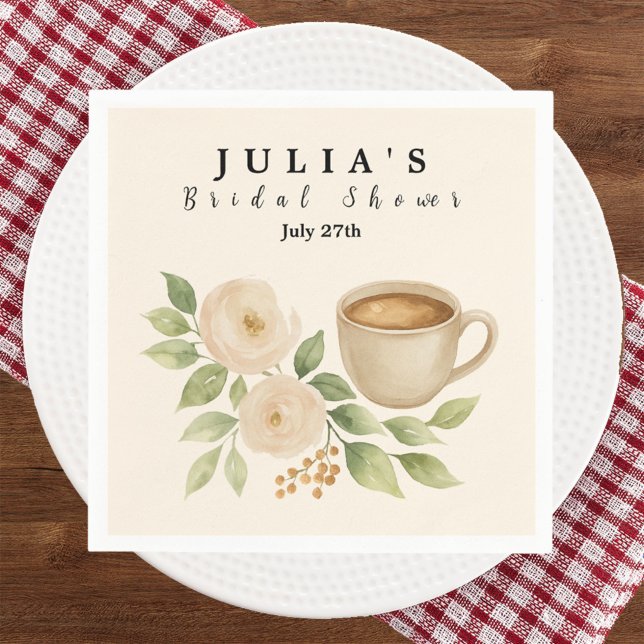 Servilleta De Papel Elegante Watercolor Coffee Bridal Shower (Subido por el creador)