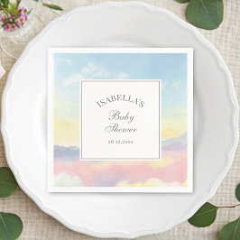 Servilleta De Papel Elegante Watercolor Sky y Clouds Baby Shower