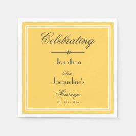 Servilleta De Papel Elegante Wedding Names Script Moda Papel amarillo