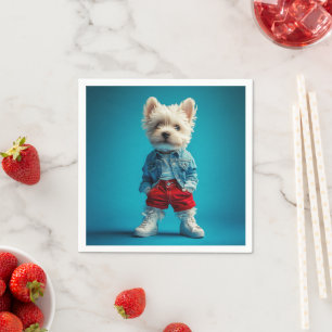 Servilleta De Papel Elegante Westin Pup en Denim y Sneakers