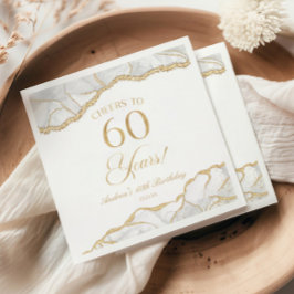 Servilleta De Papel Elegante White Gold Agate Fiesta de cumpleaños núm