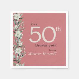 Servilleta De Papel Elegante Wildflower Pink Sorpresa 50 cumpleaños