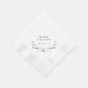 Servilleta De Papel Elegante Winter Blue Floral Wreath Baby Shower