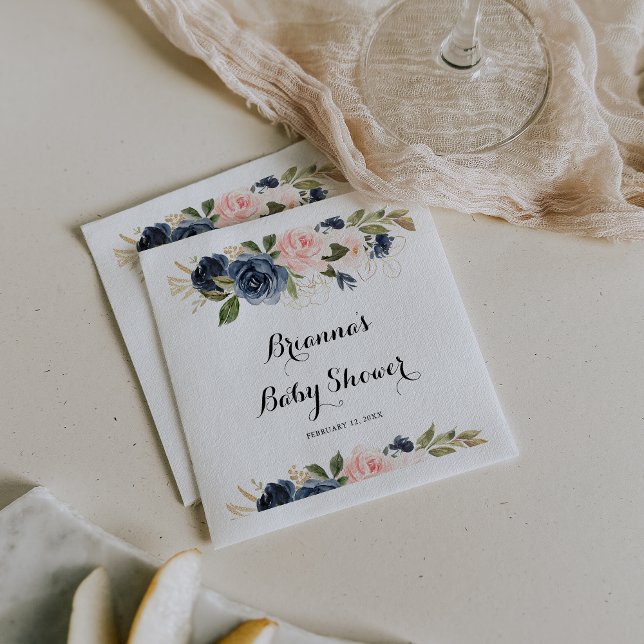 Servilleta De Papel Elegante Winter Floral Calligraphy Baby Shower (Subido por el creador)