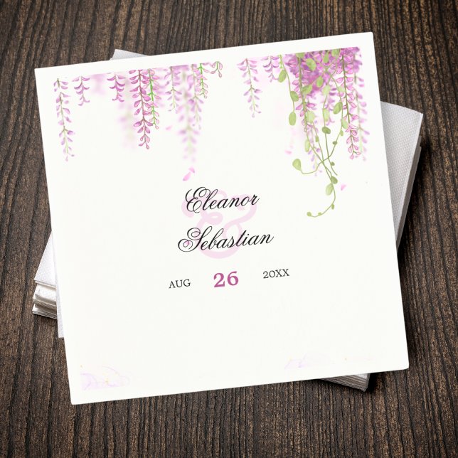 Servilleta De Papel Elegante Wisteria Boda Púrpura (Elegant Wisteria Purple Wedding Napkins)