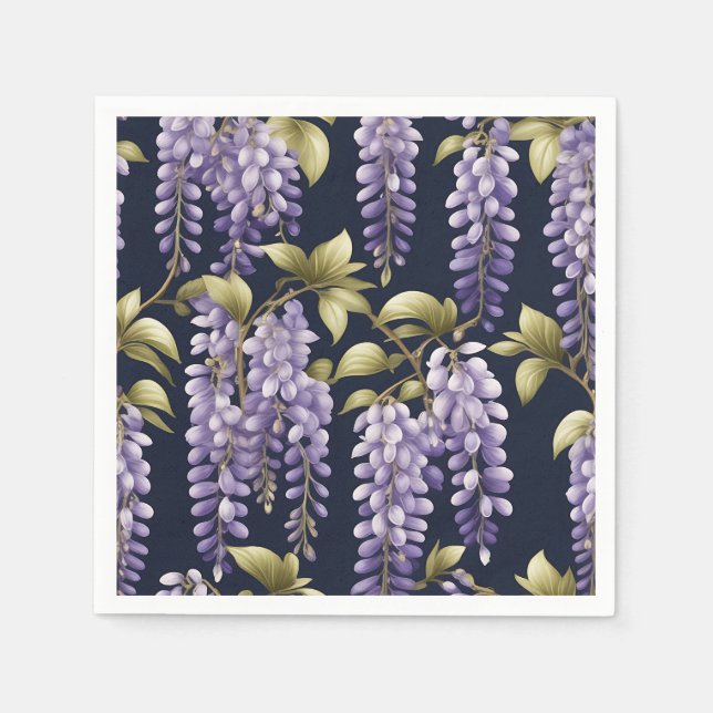 Servilleta De Papel Elegante Wisteria Floral (Anverso)